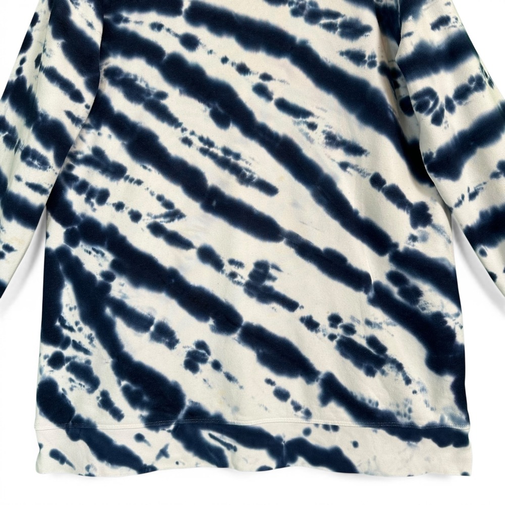 Lands End Sweatshirt Serious Sweats Tie Dye Crewneck Navy White Larg Tal 14 16 - Picture 3 of 11